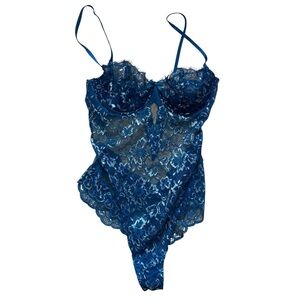 Victoria’s Secret Unlined Teddy Bodysuit Lingerie Womens Size Medium Teal Blue